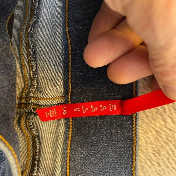 Spanx Womens Skinny Jeans Large Mid-Rise Distressed Hem Frayed Stretchy Denim Bl - Picture 10 of 16